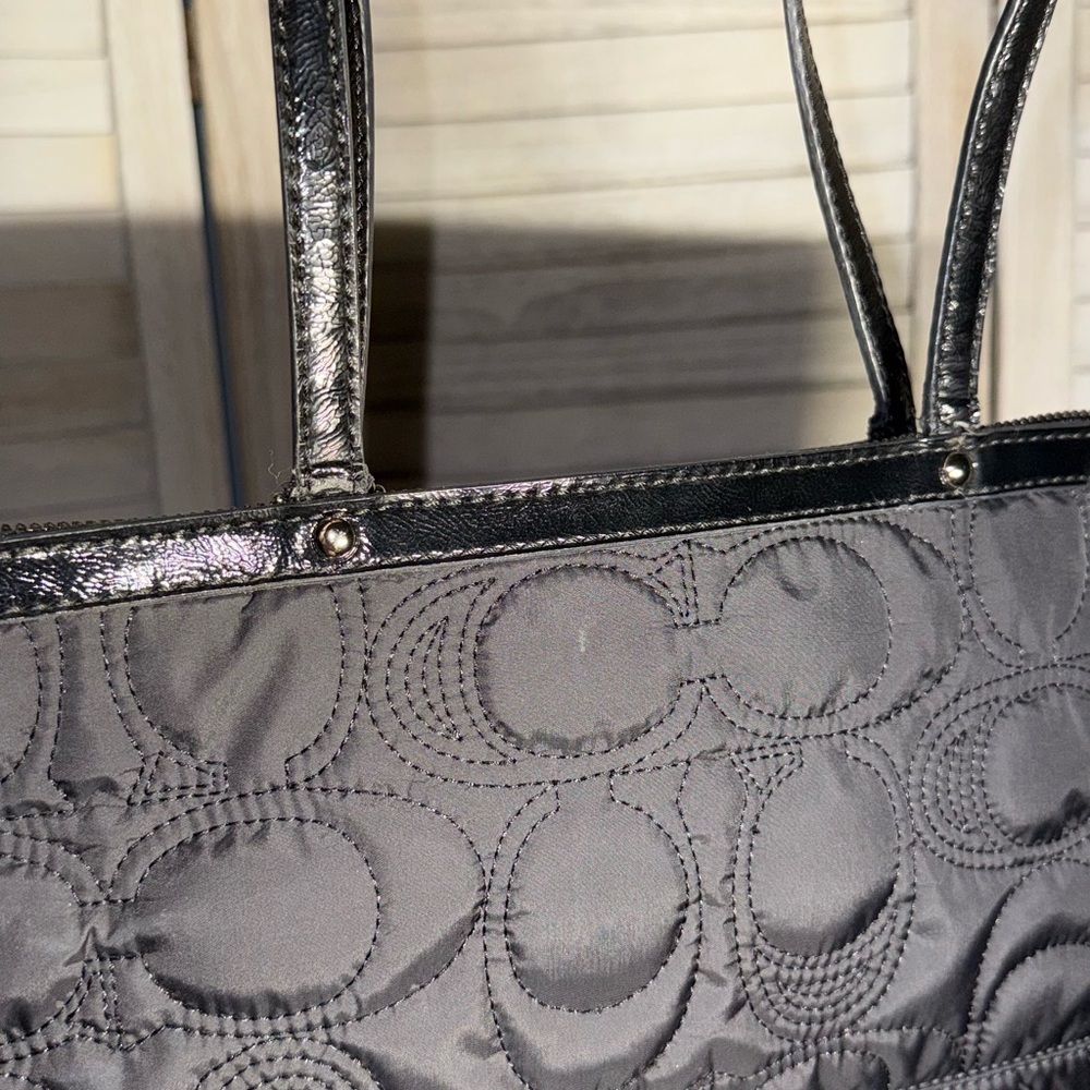 Coach Madison Quilted Nylon Tote Black Patent Trim with Two Hangtags - Picture 9 of 10